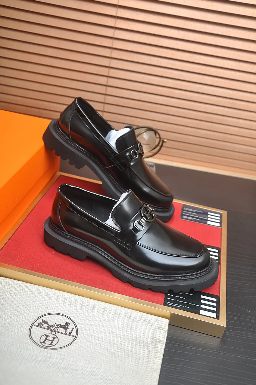 Men's men's shoes 💰720💶【[Hermes HERMES】】(High-end Niuli) New 🍀 HERMES - top version of classic casual leather shoes! Made of imported original cowhide, the inner top layer is comfortable cowhide lining! Original wear-resistant rubber foam outsole! High quality products! Code number 38-45 (45 customized)